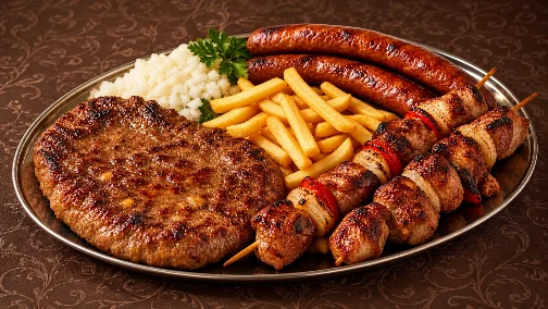 Roštilj: kobasica, pljeskavica, prilog